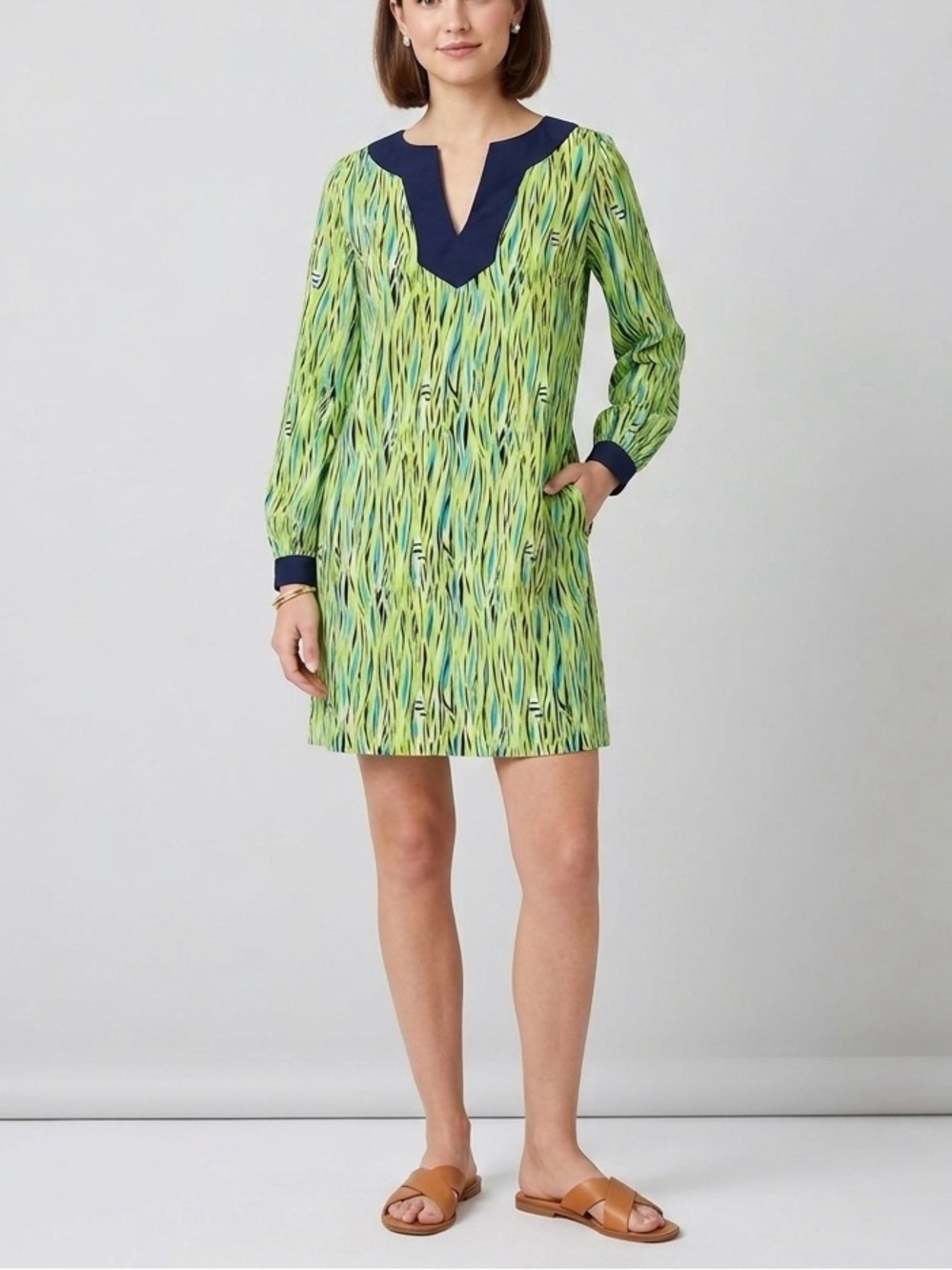 Lilly Pulitzer Seamus 100% Silk Long Sleeve Shift Dress